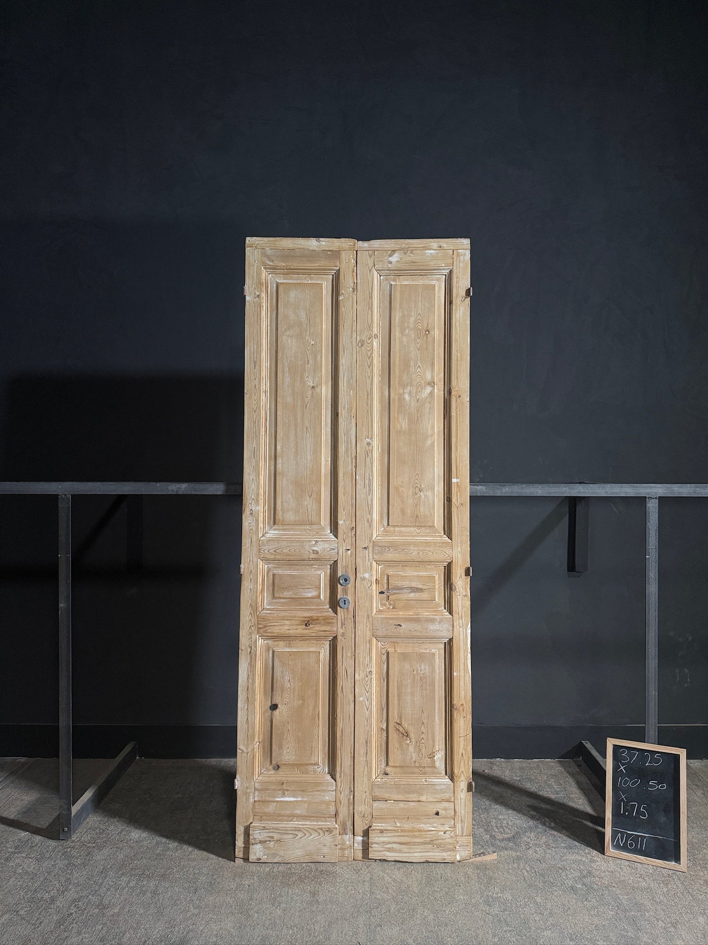 Antique 3 Panel Solid Double Doors - 37.25x100.5 - N611