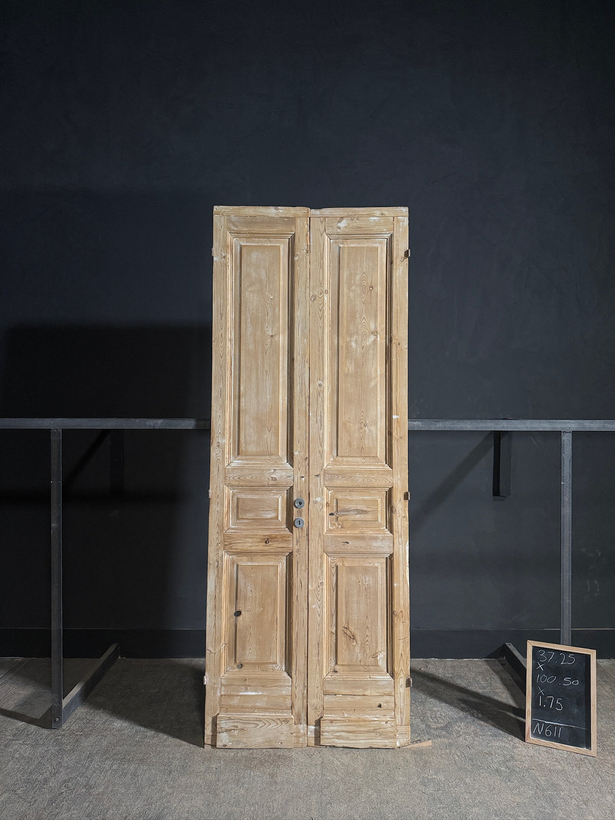 Antique 3 Panel Solid Double Doors - 37.25x100.5 - N611