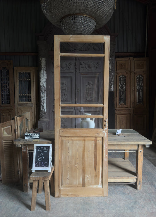 19th Century Antique Glass Single Door - 29.75x89 K130