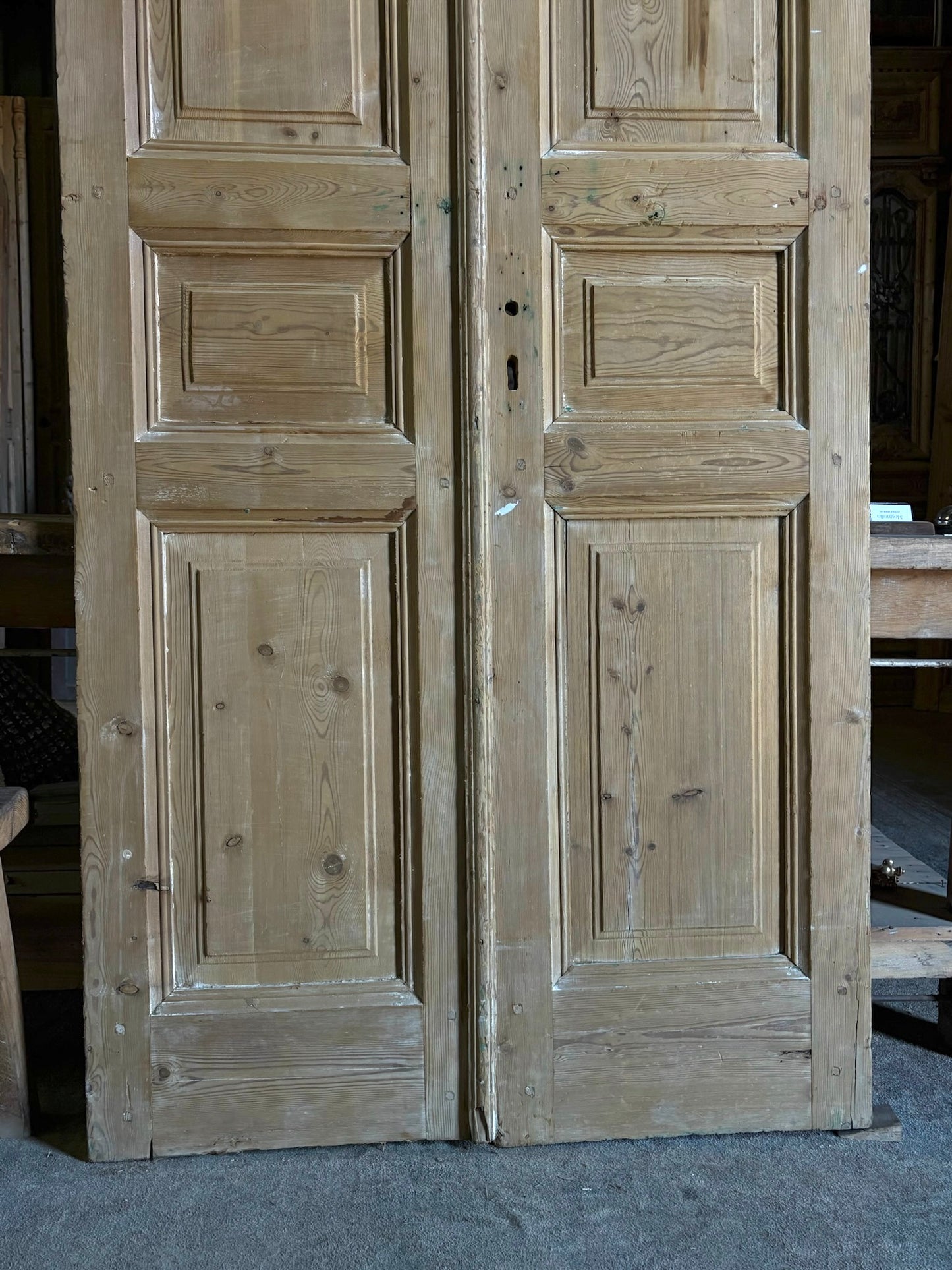 3 Panel Antique Solid French Doors - 39.5x94 - L98
