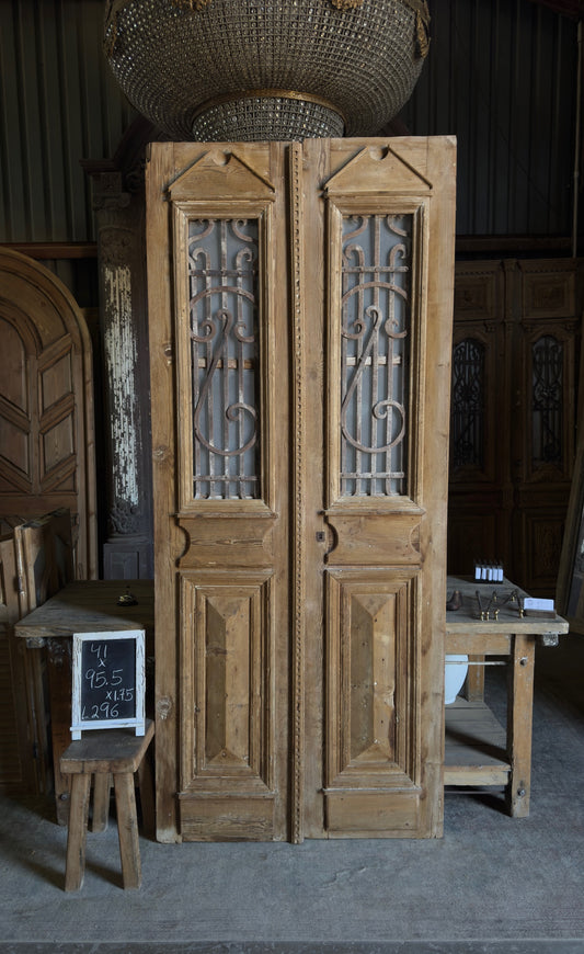 19th Century Antique Iron French Doors - 41x95.5 - L296