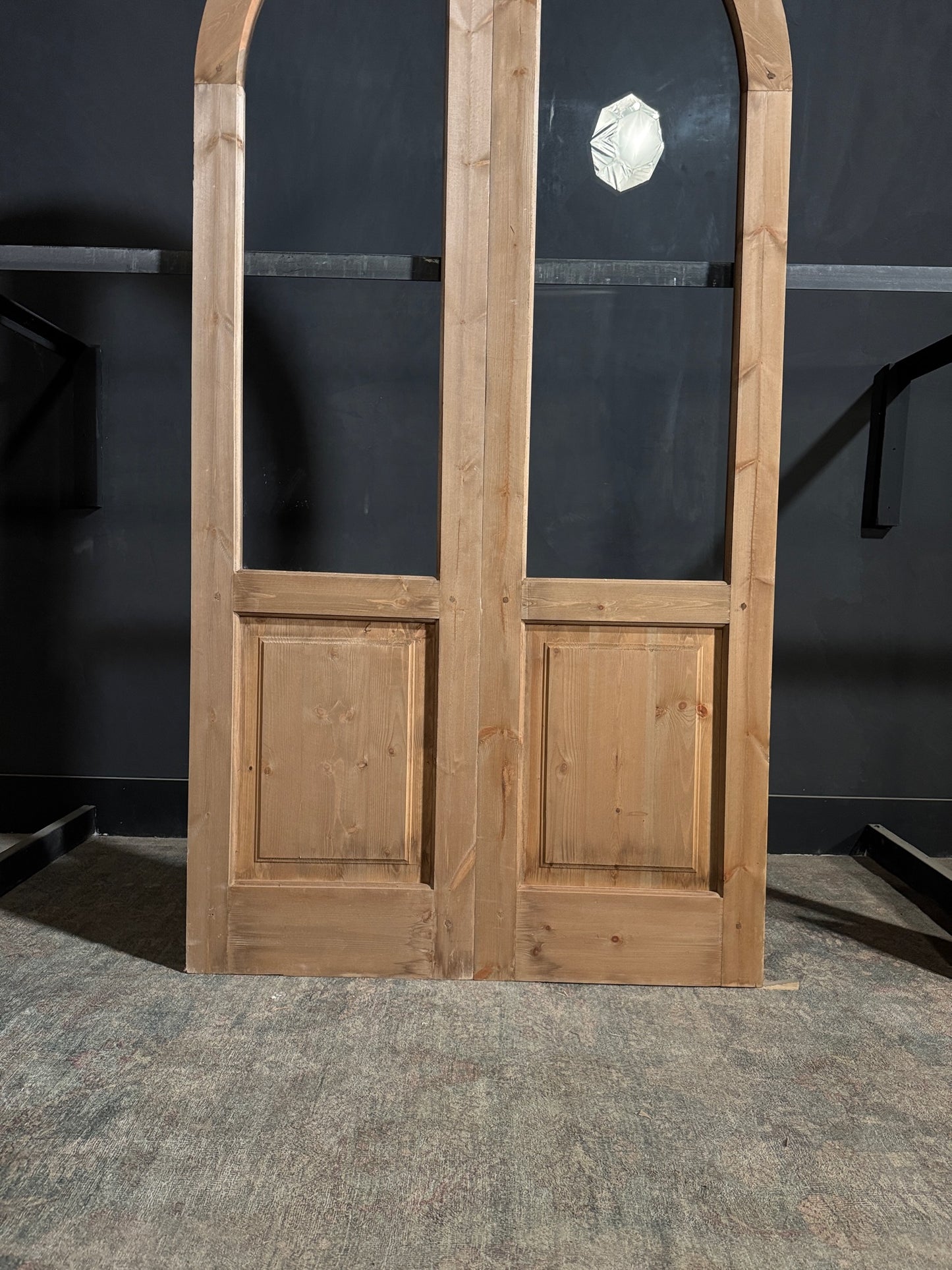 Handcrafted 2 Panel Arched Glass Double Doors - 48x96 - N206
