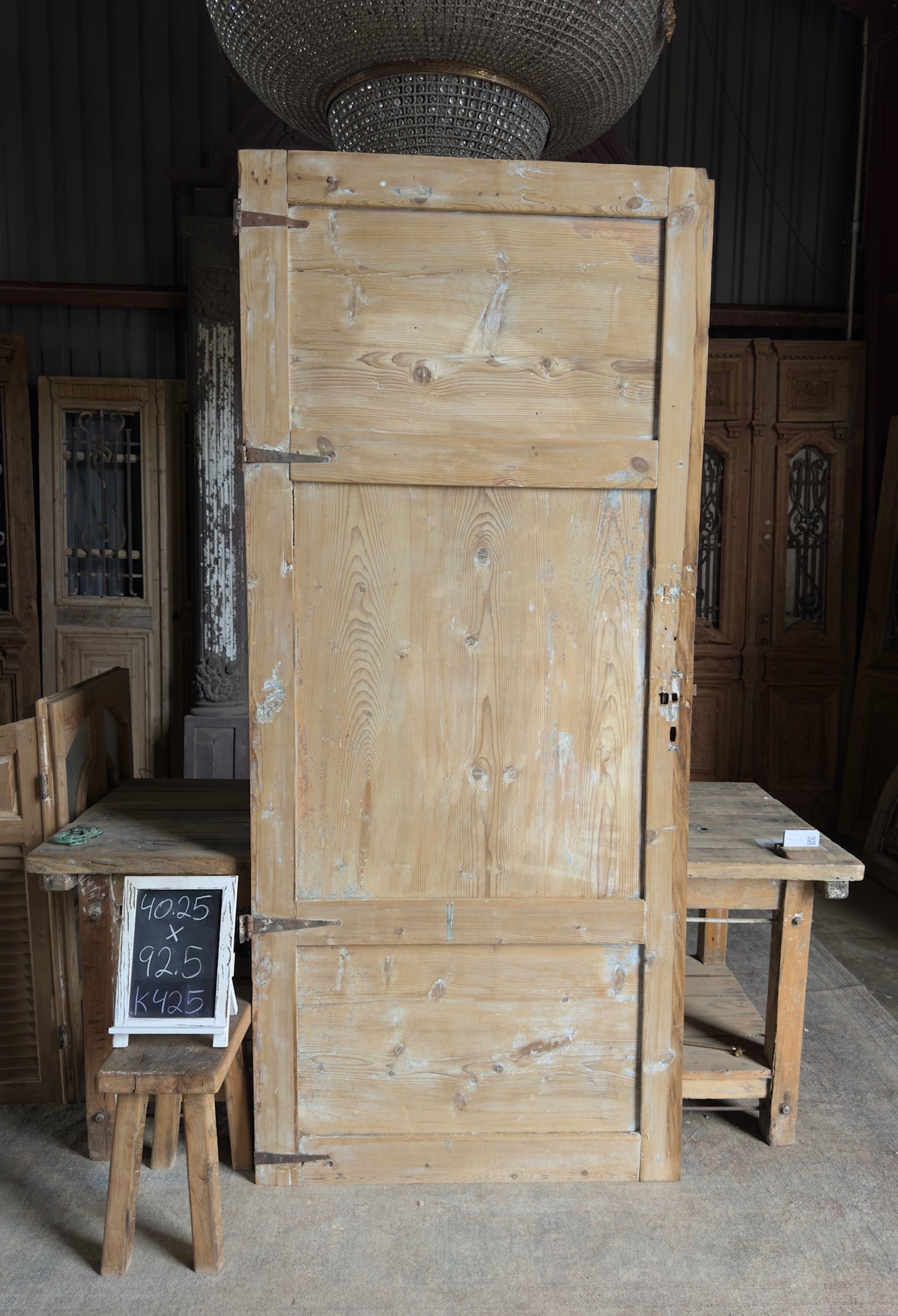 3 Panel Single Solid Antique Door - 40.25x92.5 K425