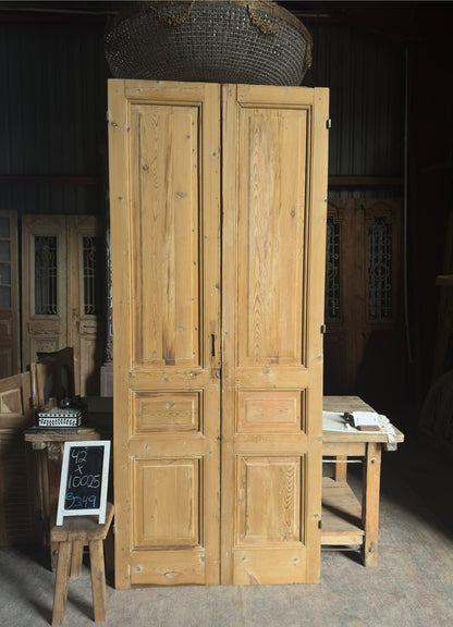 3 Panel Antique Solid French Doors - 42x100.25 J349
