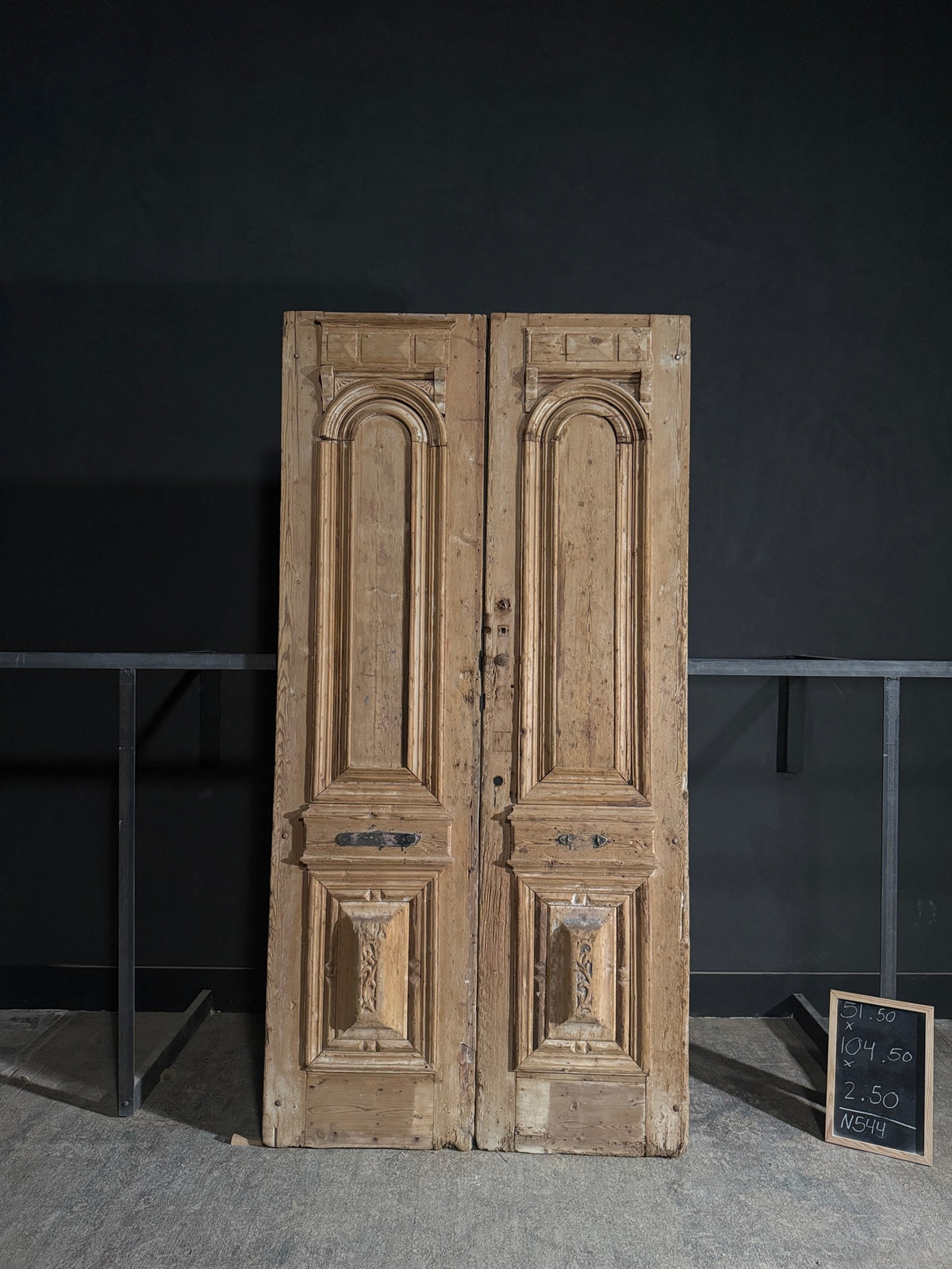 Antique Carved 3 Panel Double Doors - 51.5x104.5 - N544
