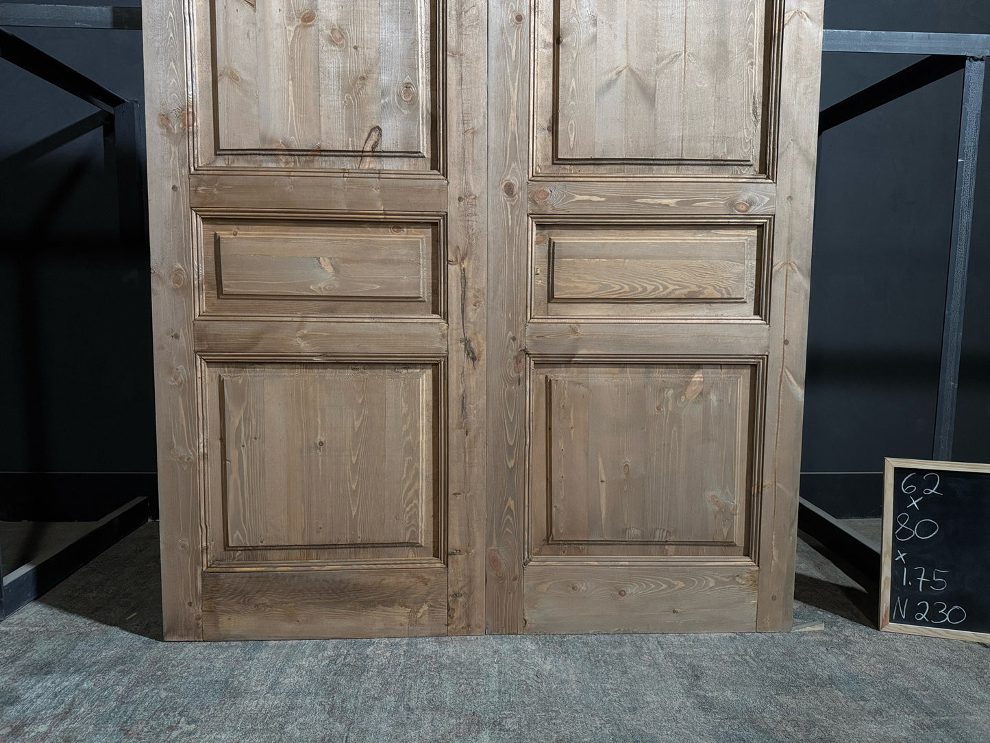 Handcrafted 3 Panel Solid French Doors - 62x80 - N230