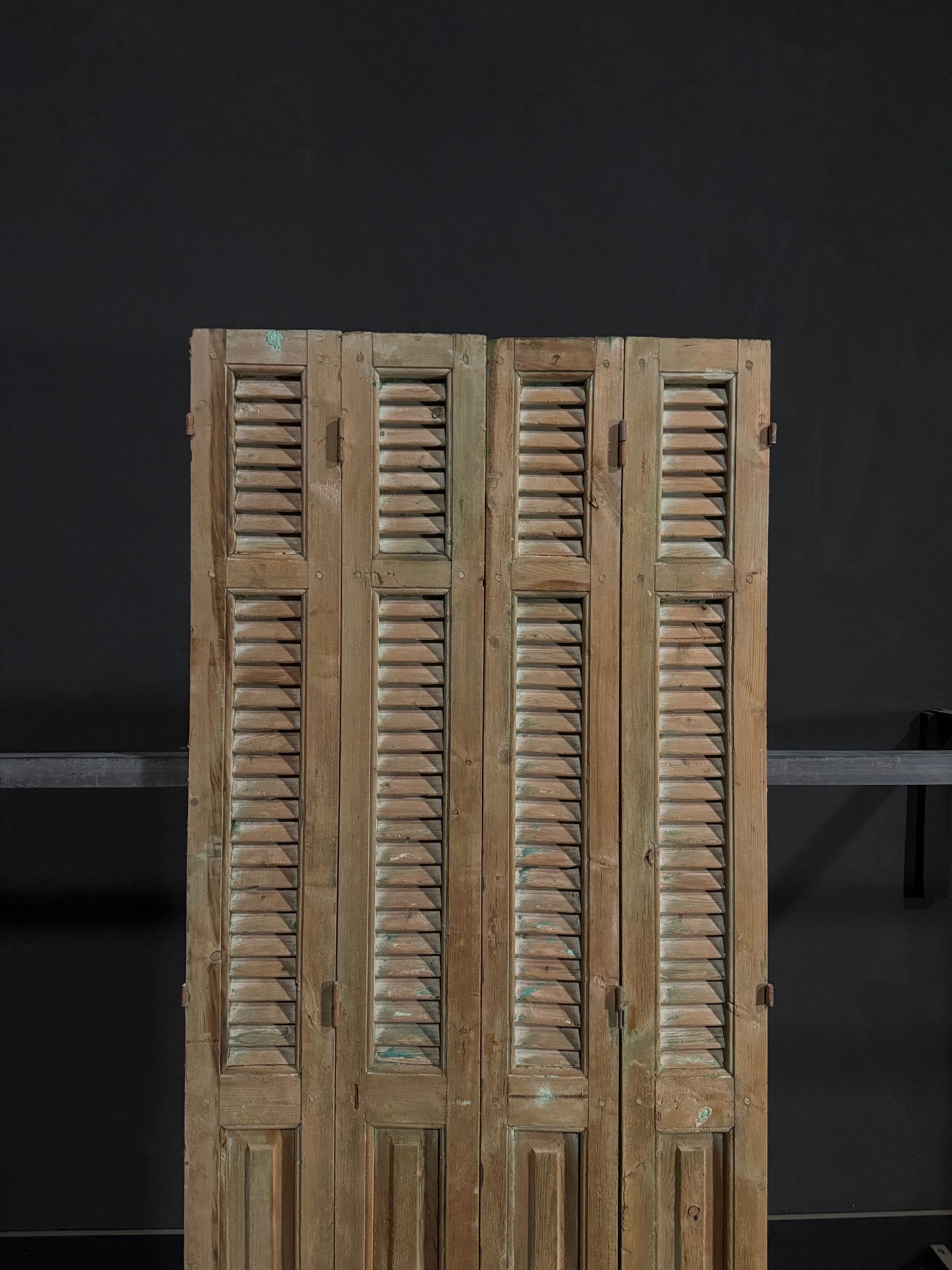 Antique Louvered 3 Panel Bi-Fold Doors - 36x86 - N298