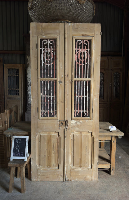 19th Century Antique Iron French Doors - 43x99 K393