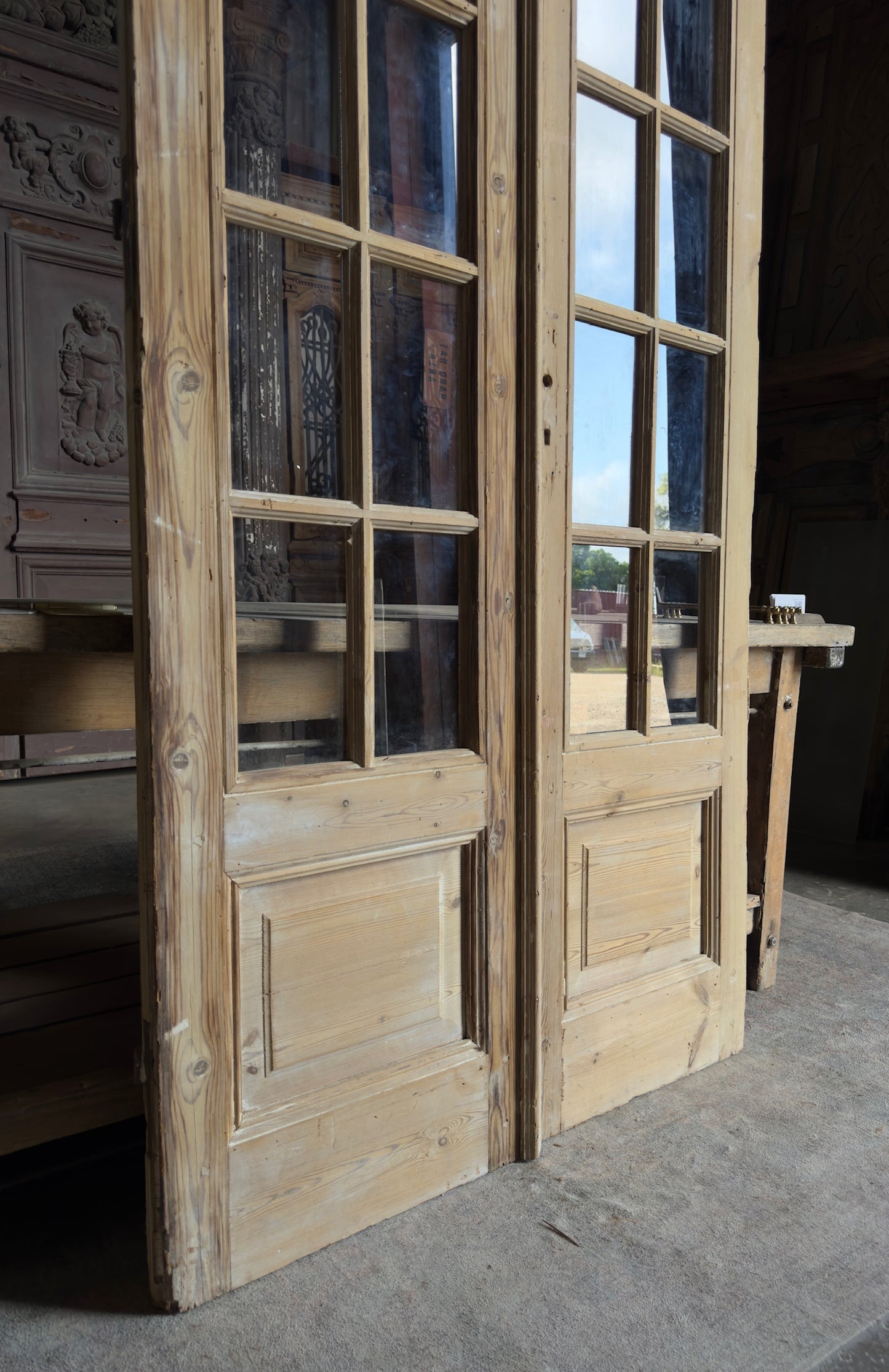 Antique Glass 10 Lite French Doors - 43.5x92 - L588