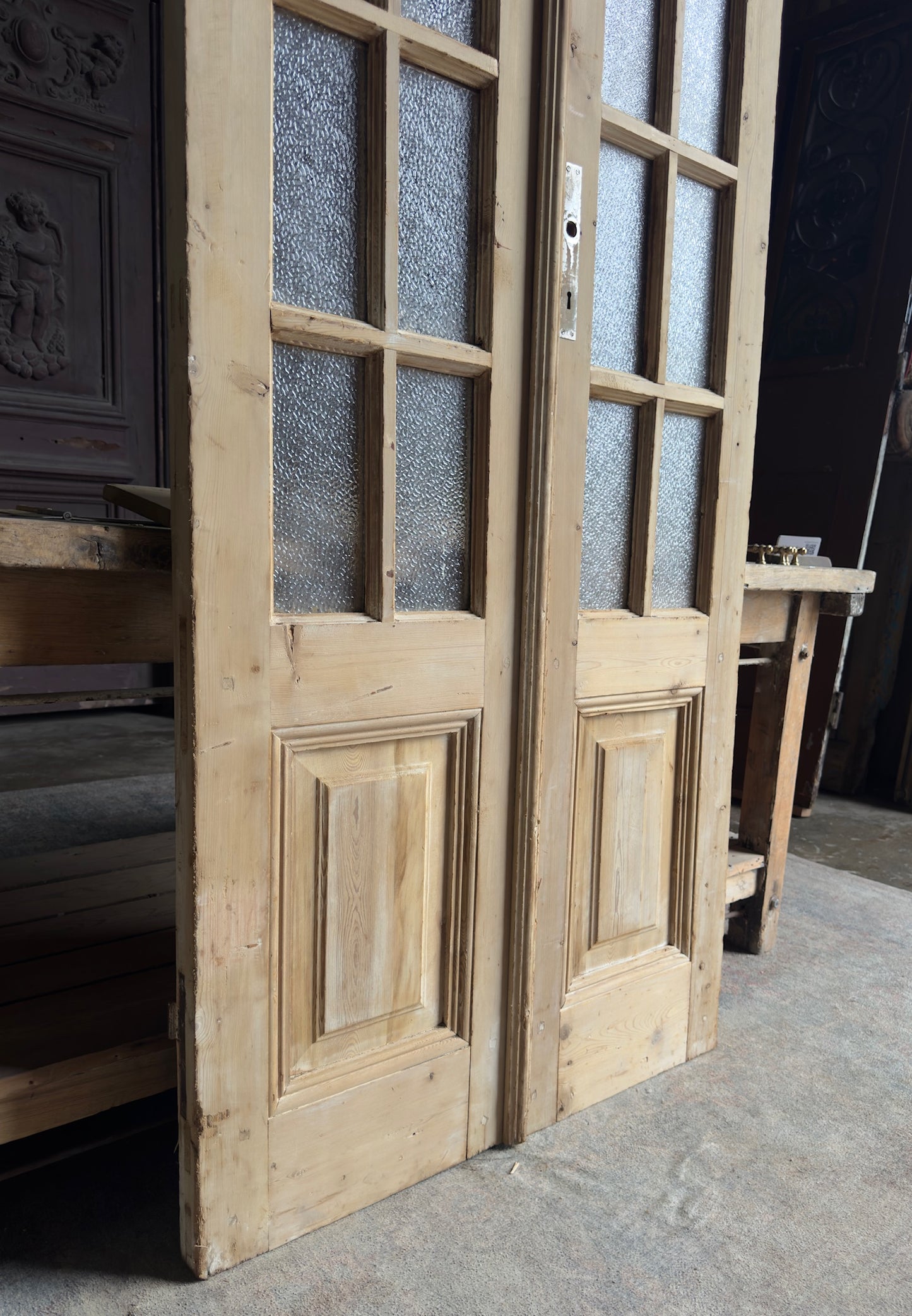 12 Lite Glass Antique French Doors - 35x104 - L430