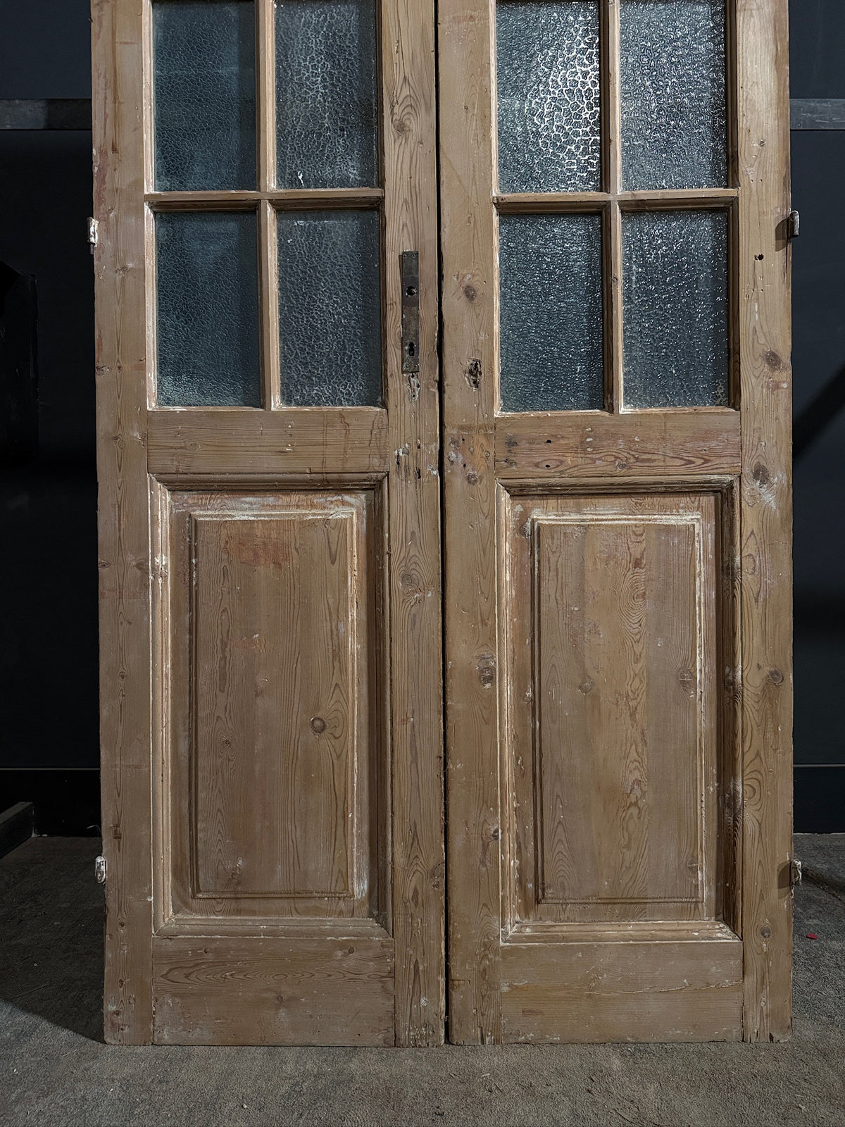Antique Textured Glass Raised Panel French Doors - 42x95.5 - N768