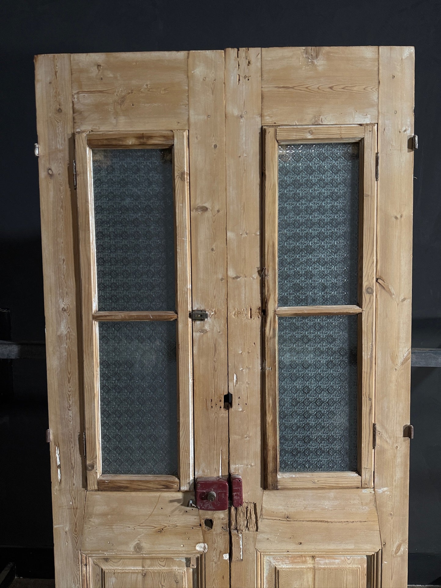 Antique Carved 2 Lite French Doors - 44x95 - N620