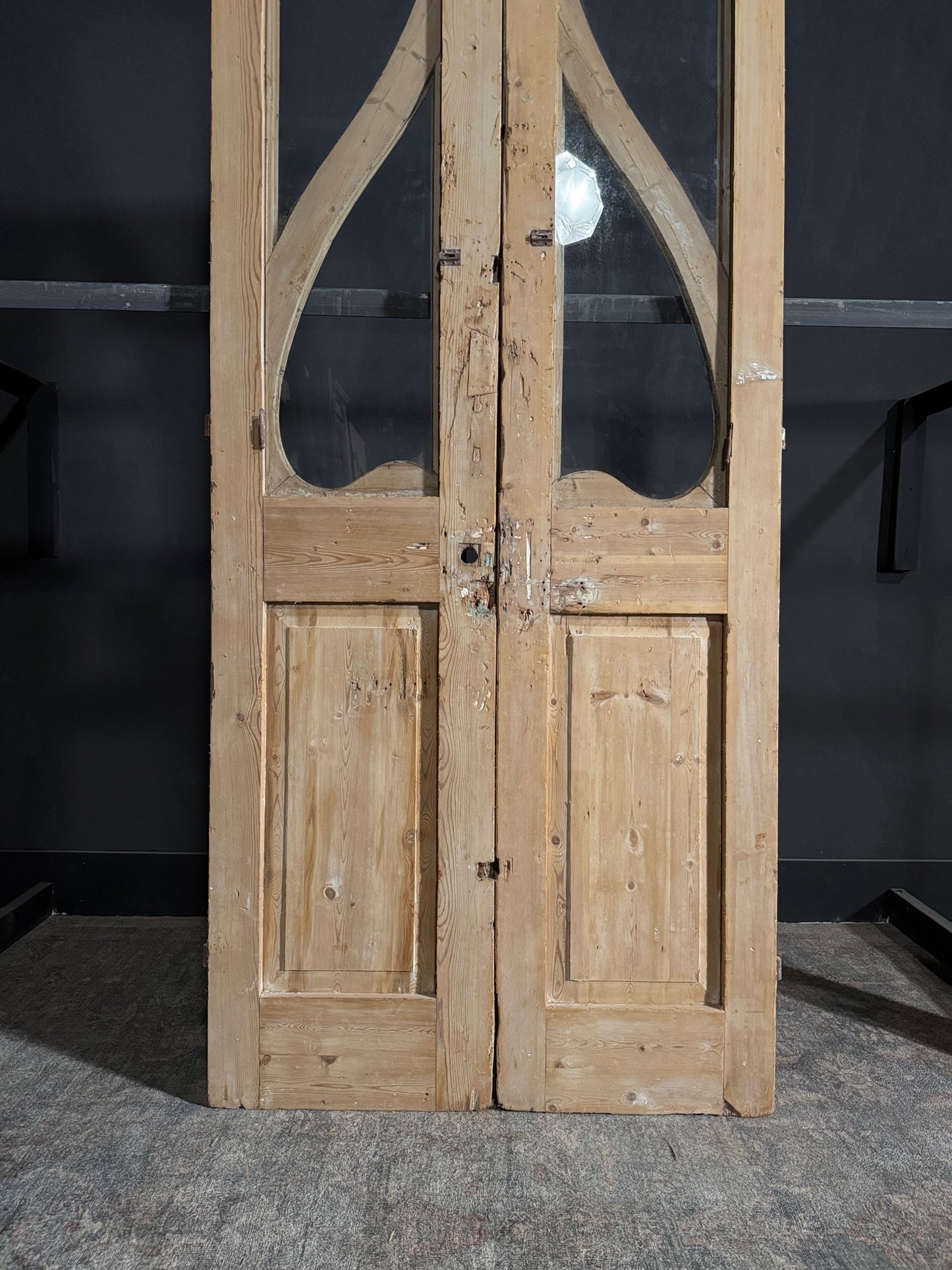 Antique Art Nouveau Glass French Doors - 41.5x97.75 - N65