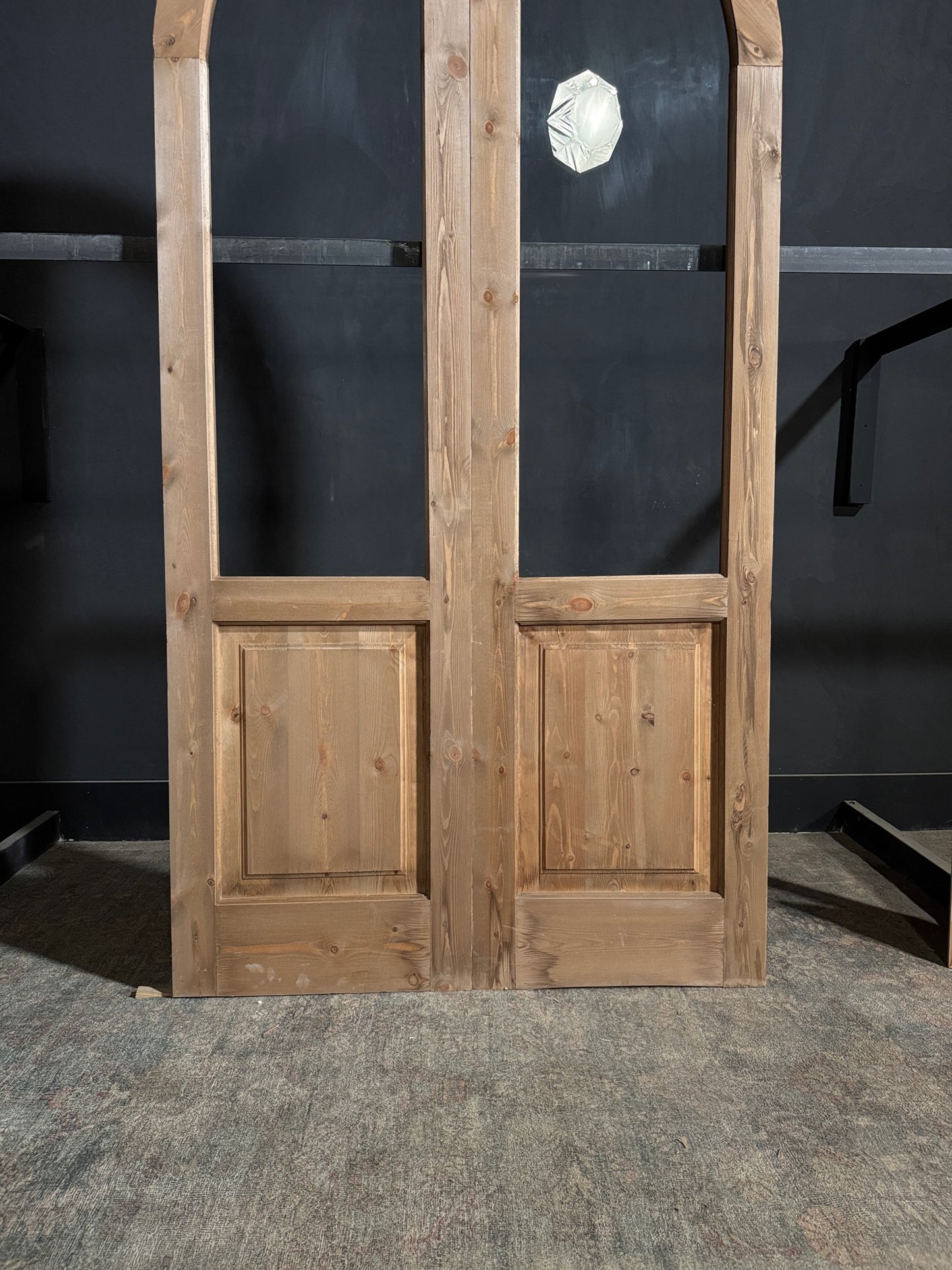 Handcrafted 2 Panel Arched Glass Double Doors - 48x96 - N206