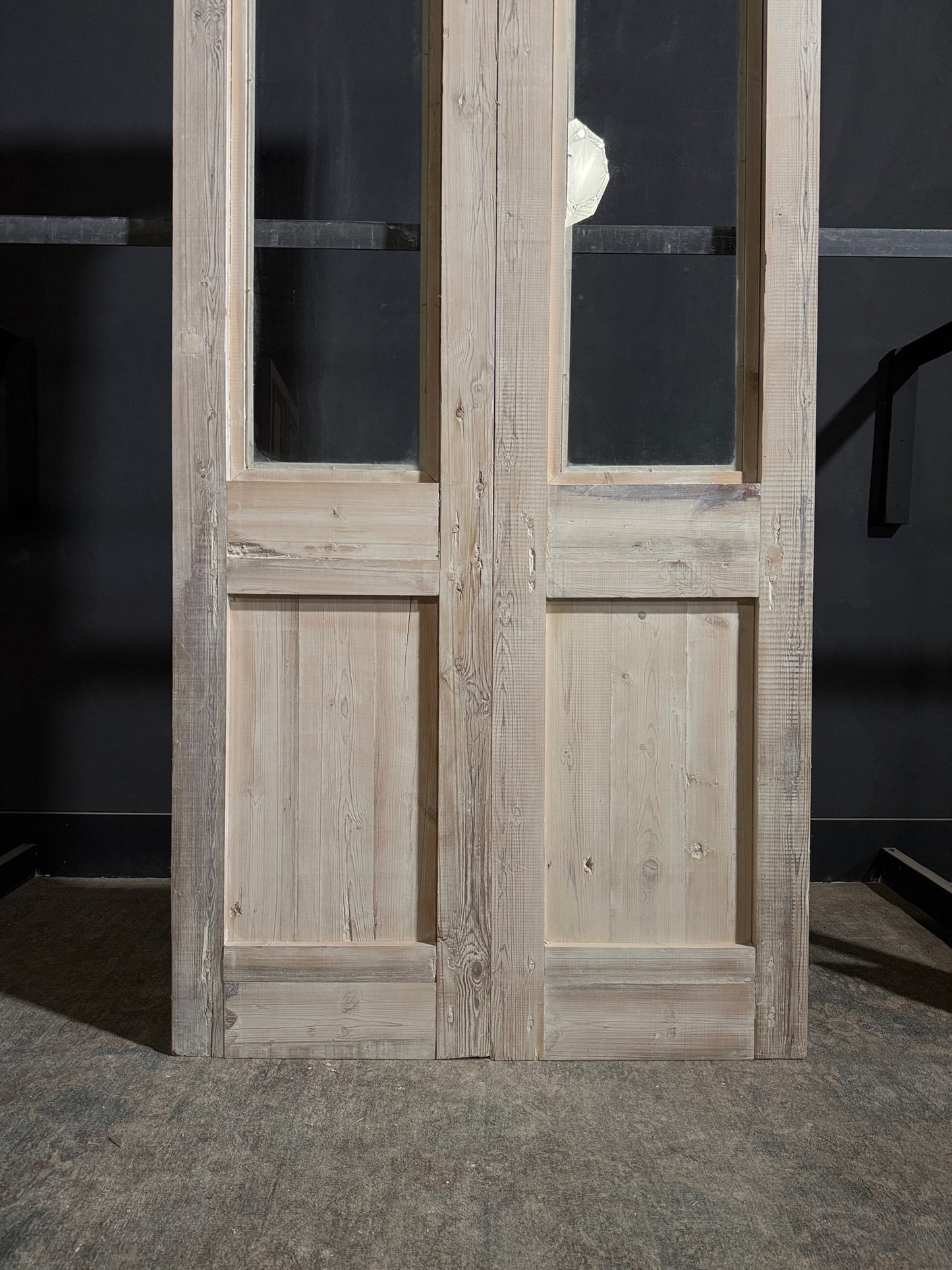 Antique Carved 1 Lite Arched French Doors - 45x99.5 - N271