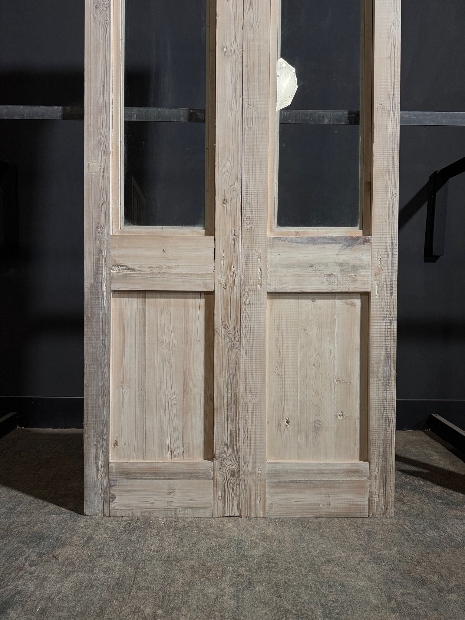 Antique Carved 1 Lite Arched French Doors - 45x99.5 - N271