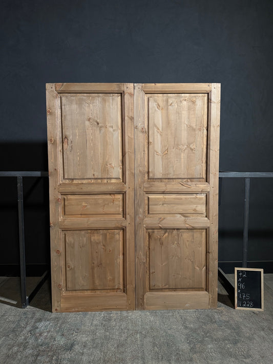Handcrafted 3 Panel Solid French Doors - 72x96 N228