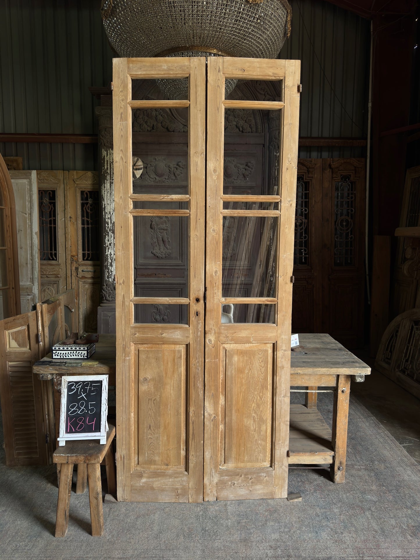 5 Lite Glass Antique French Doors - 39.75x88.5 K84
