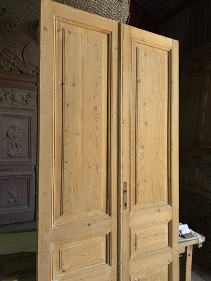 3 Panel Antique Solid French Doors - 45x100 J248