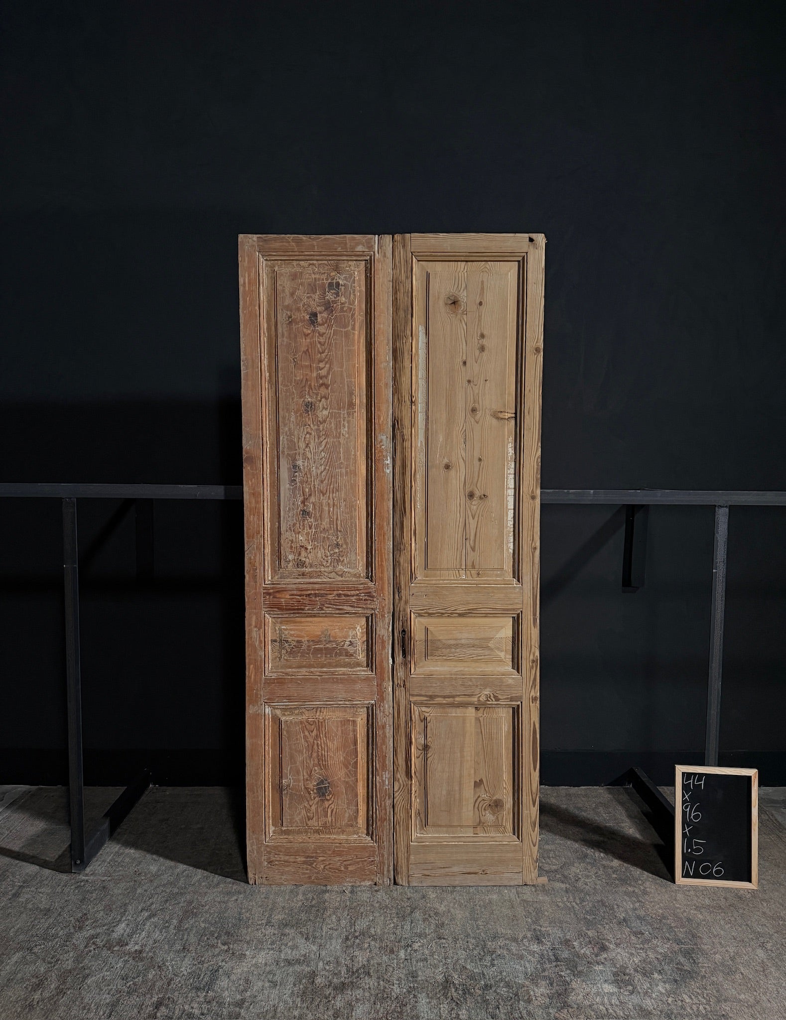 Antique Iron 3 Panel Double Doors - 44x96 - N06