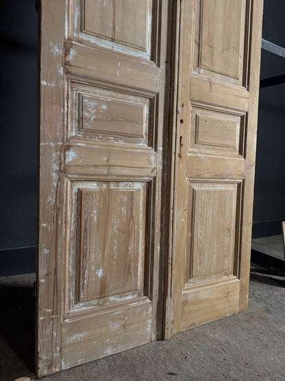 Antique 3 Panel Solid Double Doors - 44x98 - N648