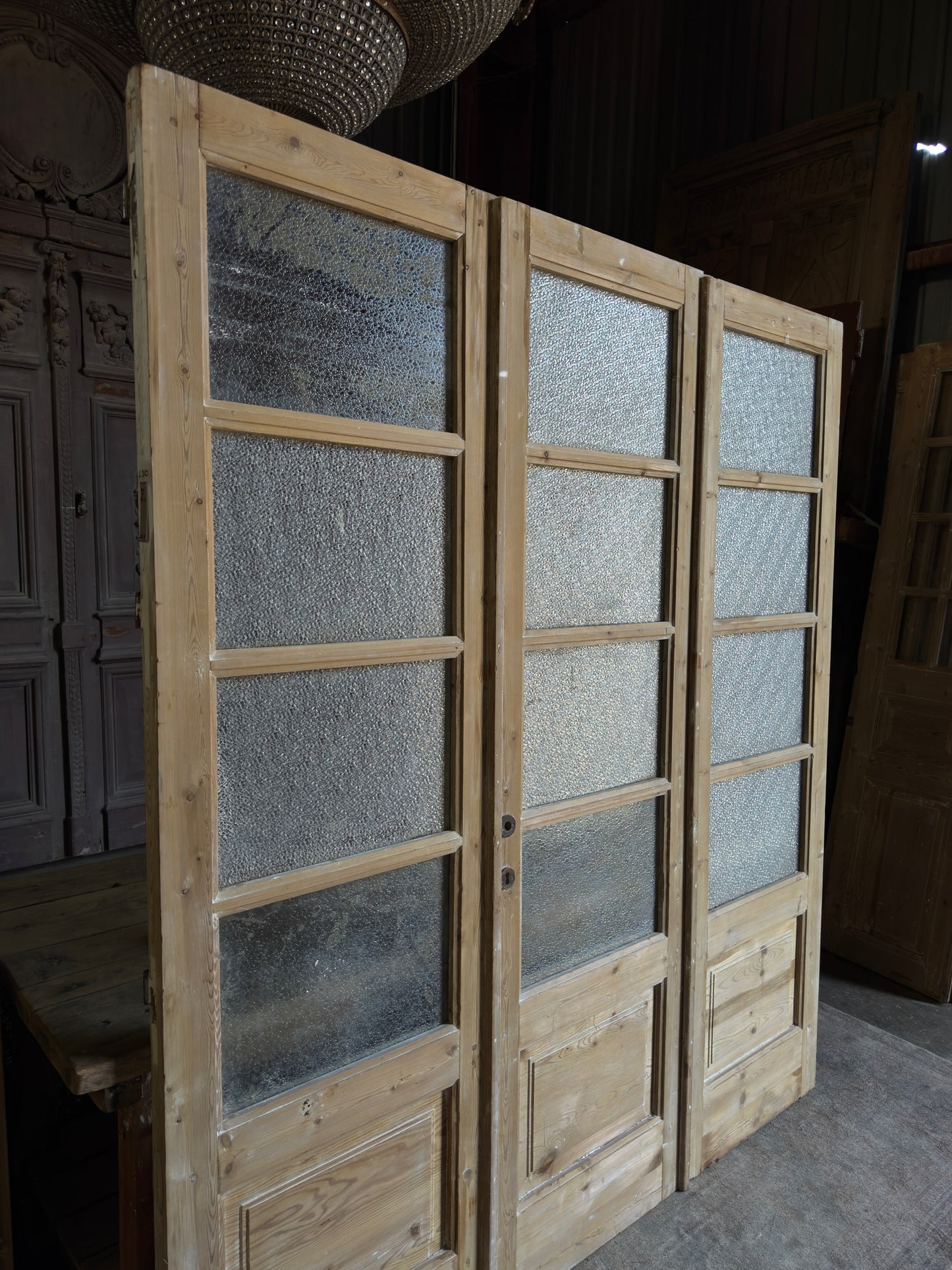 Antique Tri-Fold French Glass Doors - 74.5x84.5 - L310