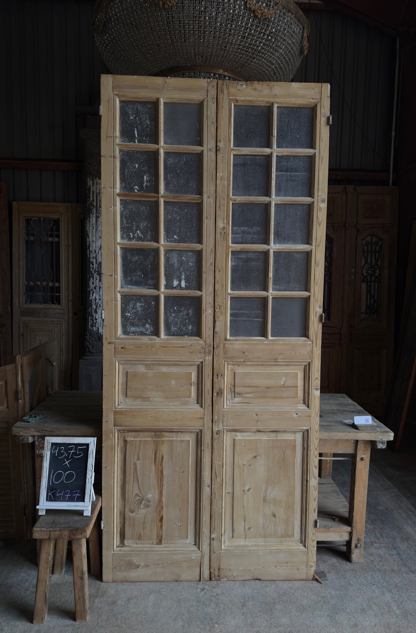 20 Lite Antique Glass French Doors - 43.75x100 K477