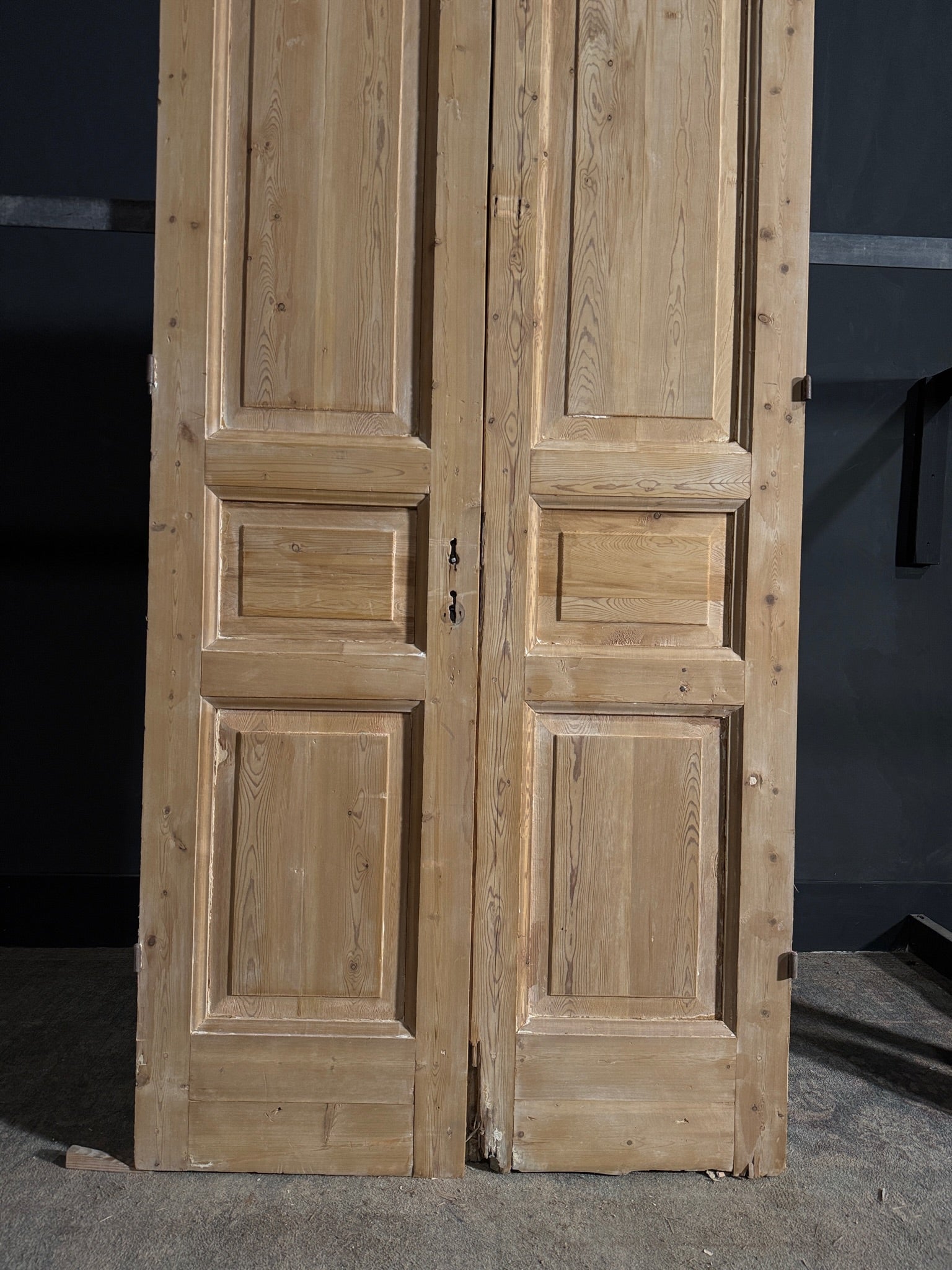 Antique 3 Panel Solid Double Doors - 40.25x86 - N617