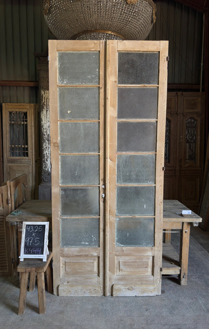 12 Lite European Antique Glass French Doors - 43.25x97.5 K444