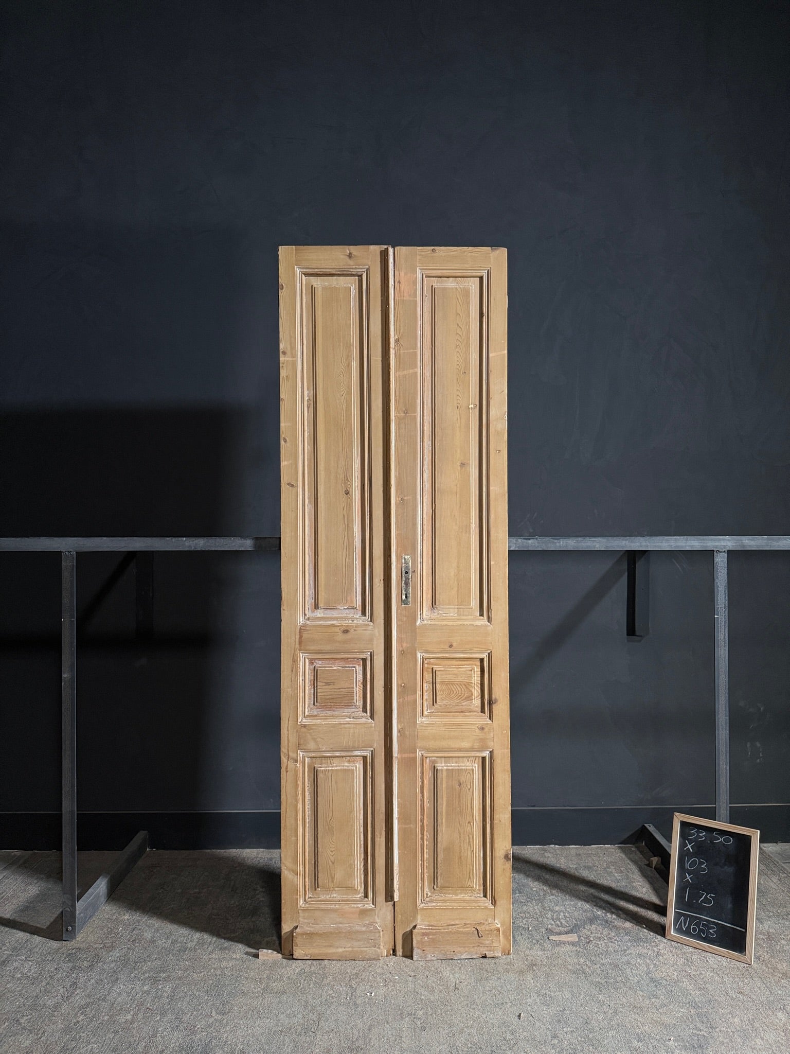 Antique 3 Panel Solid Double Doors - 33.5x103 - N653