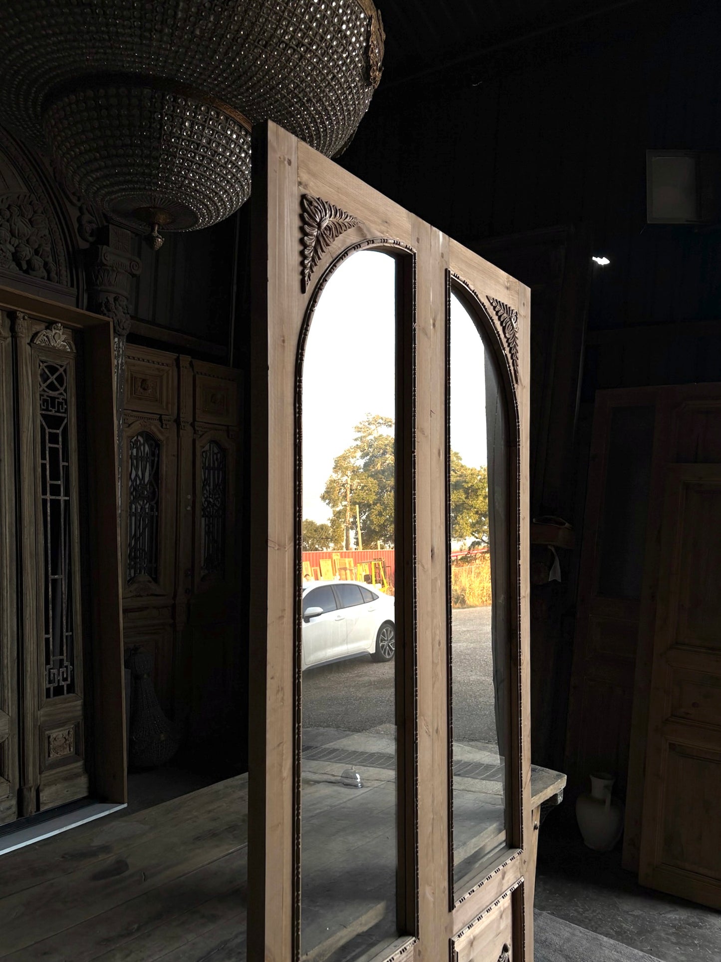 (Valencia) Handcrafted Arched Open Glass French Doors - 48x96 L52