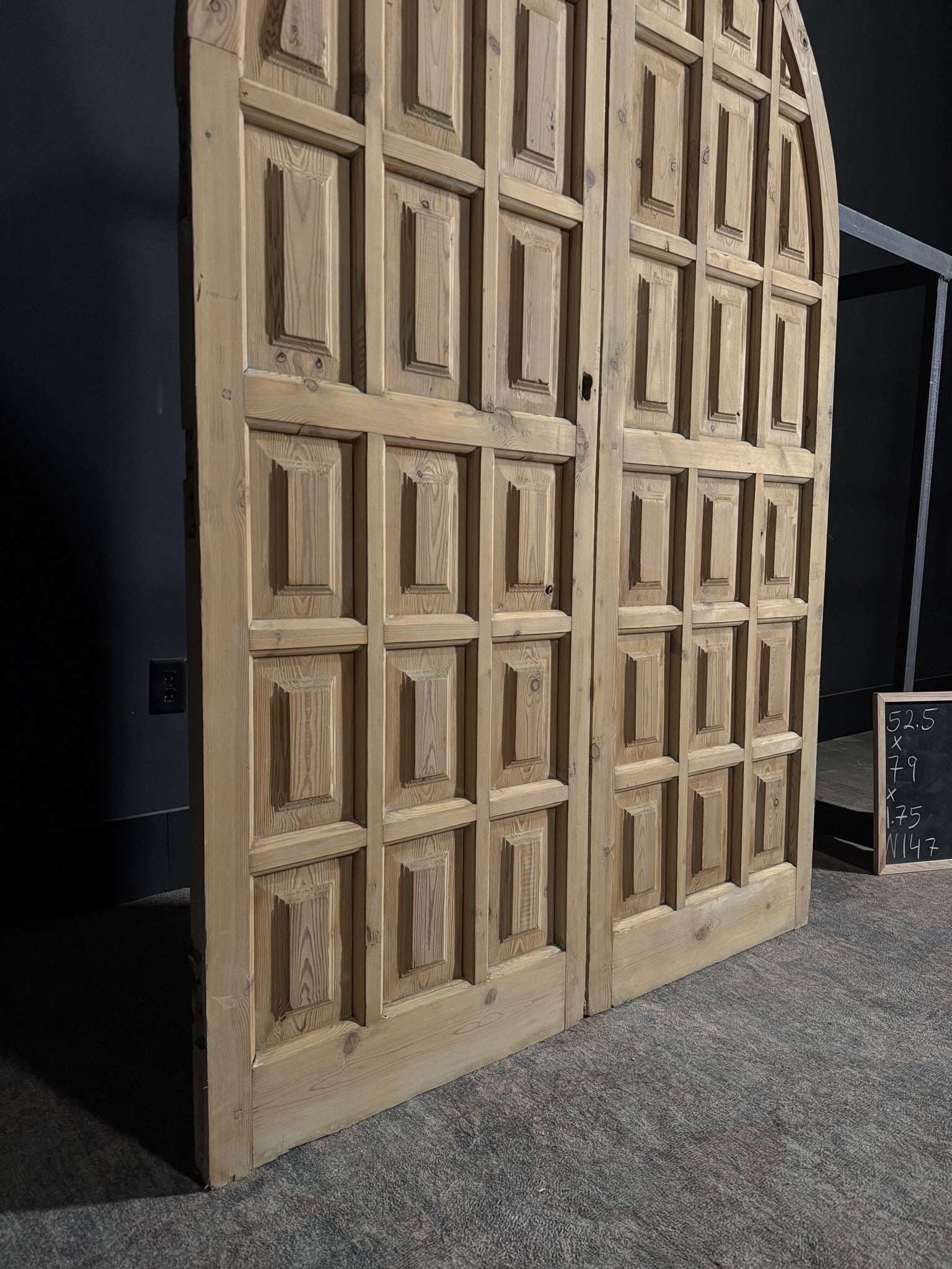 Antique Arched Solid Double Doors - 52.5x79 - N147