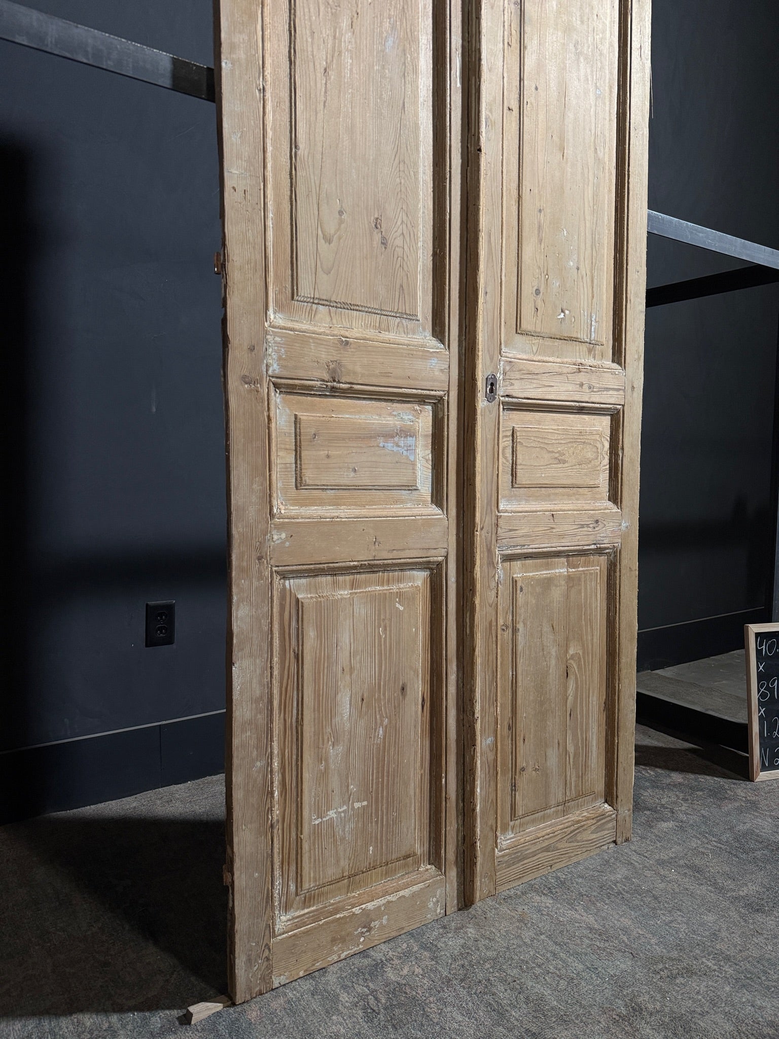 Antique 3 Panel Solid Double Doors - 40.5x89.5 - N240