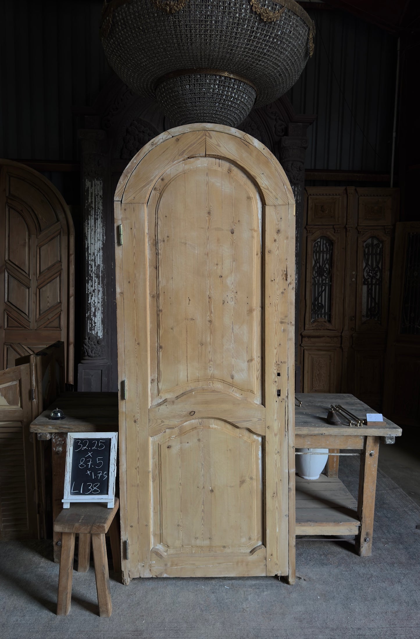 2 Panel Antique Arched Solid Single Door - 32.25x87.5 - L138