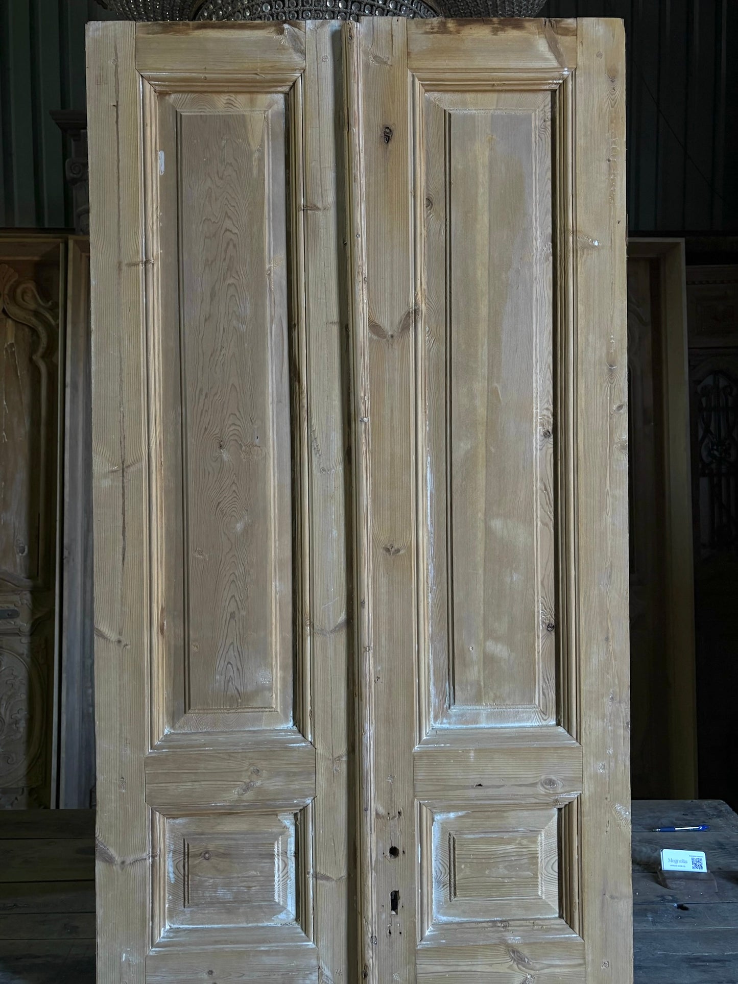 3 Panel Antique Solid French Doors - 34.25x94.5 - L83