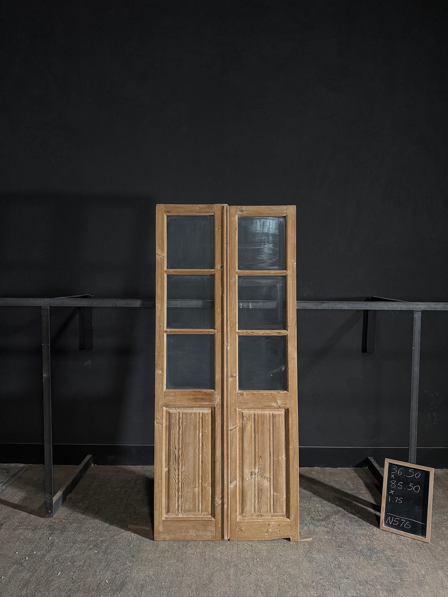 Antique Obscured Glass 3 Lite French Doors - 36.5x85.5 - N576