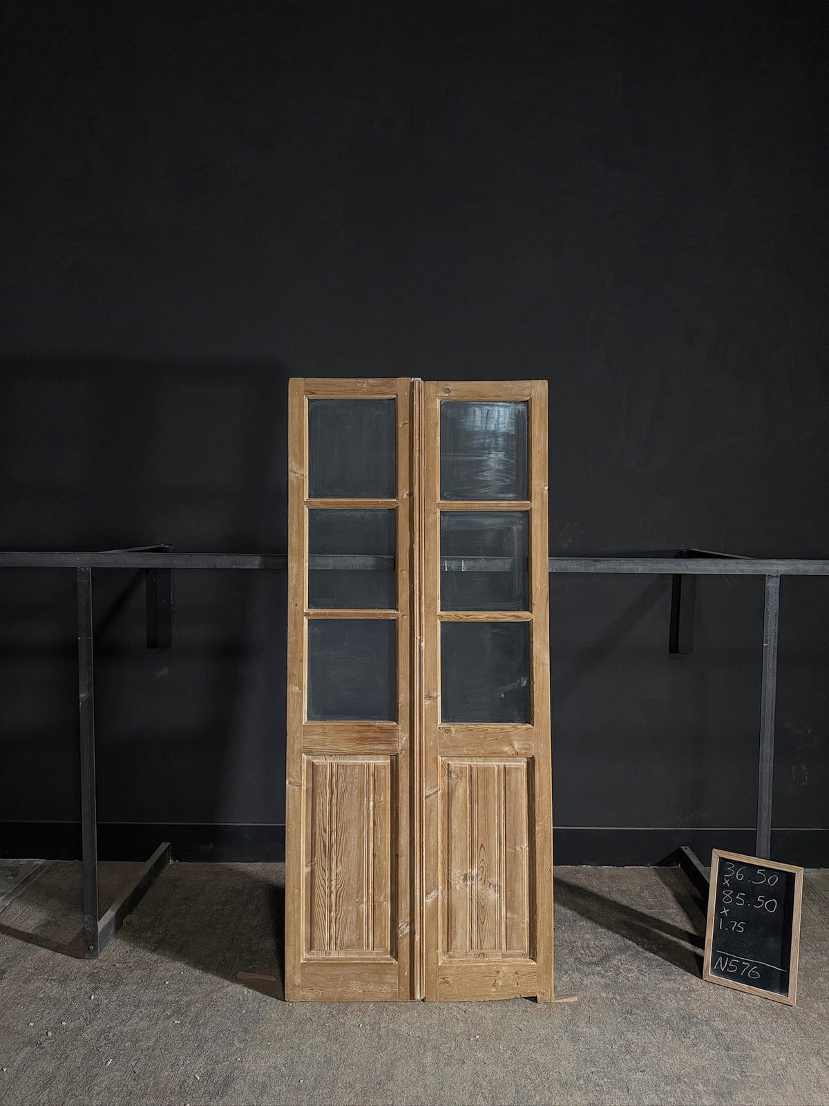 Antique Obscured Glass 3 Lite French Doors - 36.5x85.5 - N576