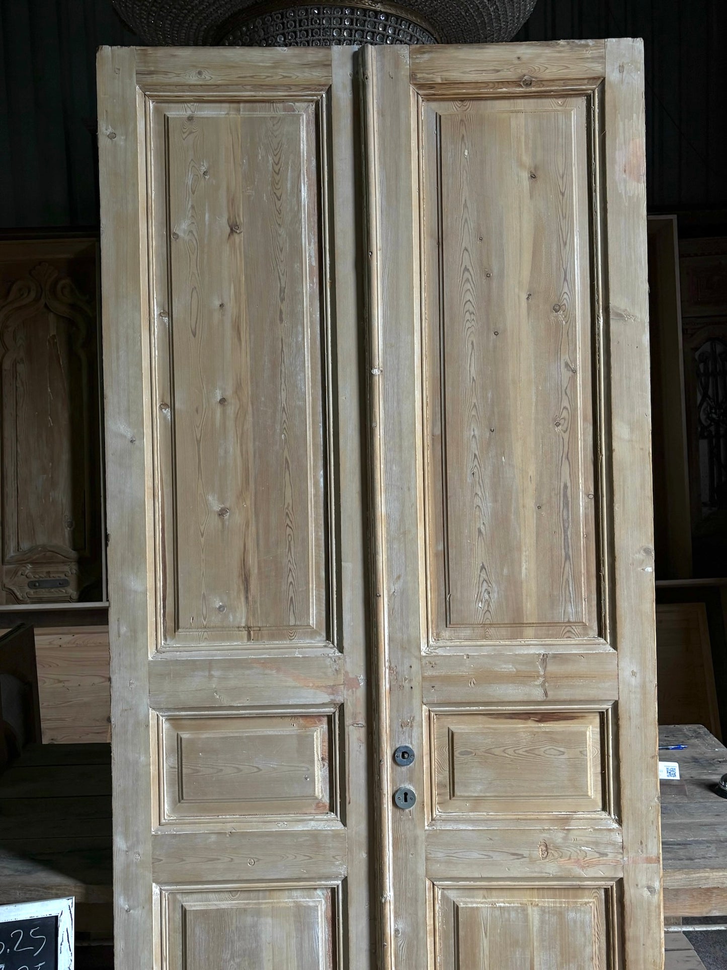 3 Panel Antique Solid French Doors - 43.25x97.25 - L87