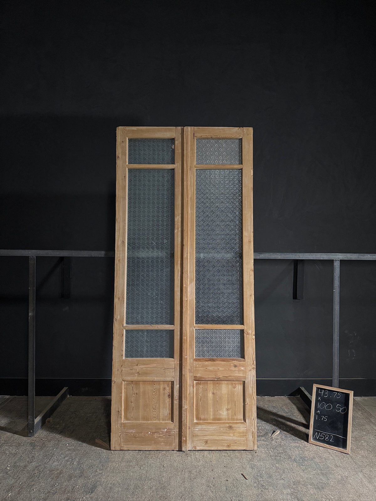 Antique Obscured Glass 2 Lite French Doors - 43.75x100.5 - N582