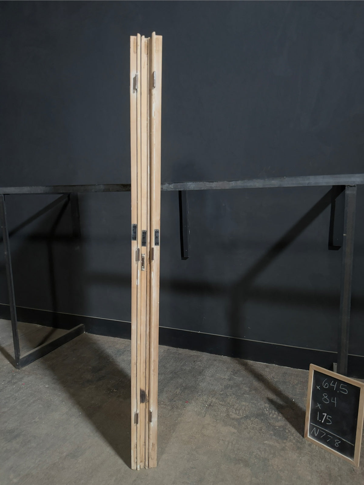 Antique Clear Glass Raised Panel Tri-Fold Doors - 64.5x84 - N778