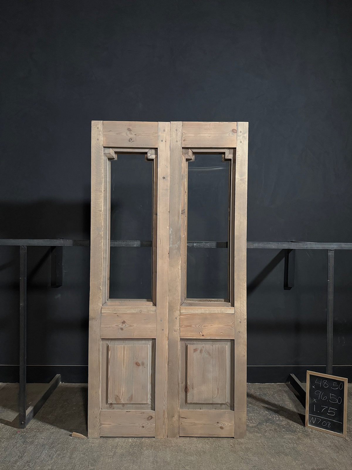 Antique Architectural Fluted Glass French Doors - 48.5x96.5 - N708