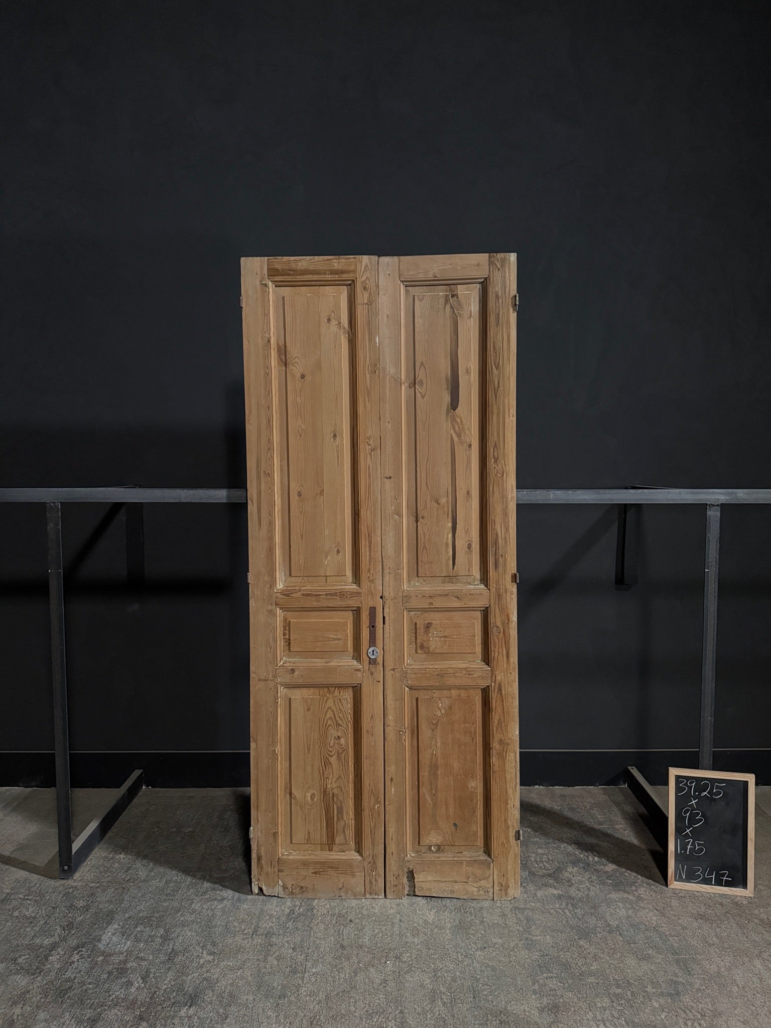 Antique 3 Panel Solid Double Doors - 39.25x93 - N347