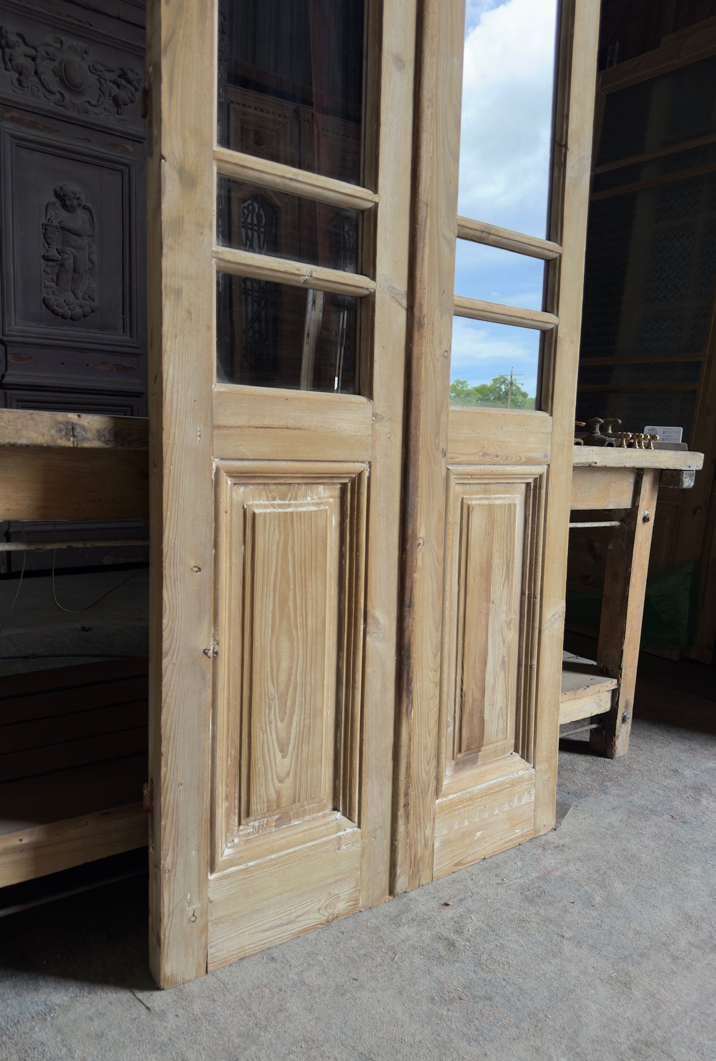 Antique Glass 4 Lite French Doors - 32.5x88 - L694
