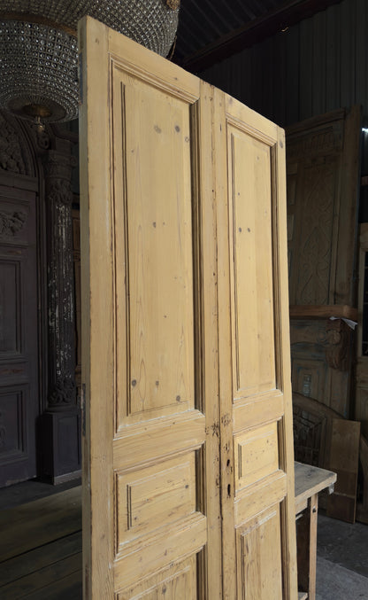 3 Panel Antique Solid French Doors - 39.5x95 K351