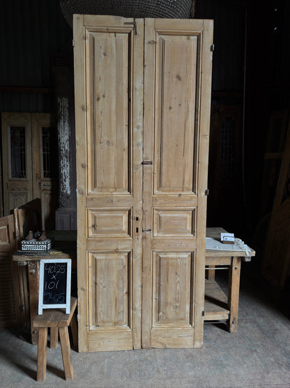 3 Panel Antique Solid French Doors - 40.25x101 J425