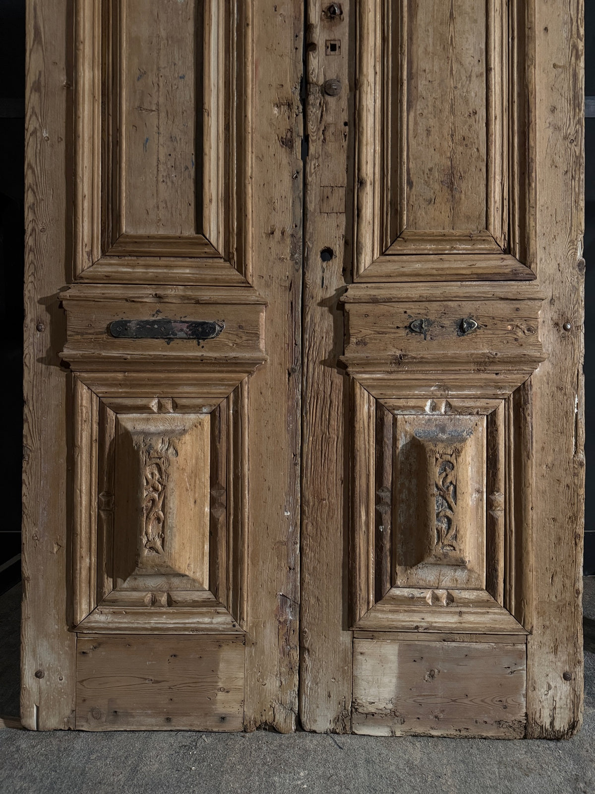 Antique Carved 3 Panel Double Doors - 51.5x104.5 - N544