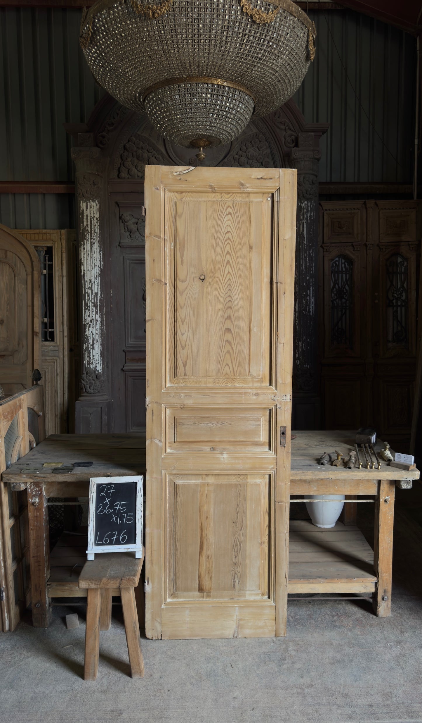 Antique 3 Panel Door - 27x86.75 - L676