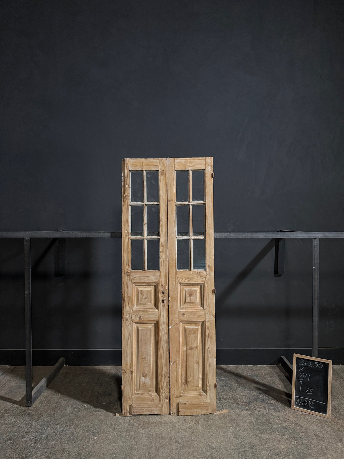 Antique Glass 3 Lite French Doors - 30.5x84 - N690