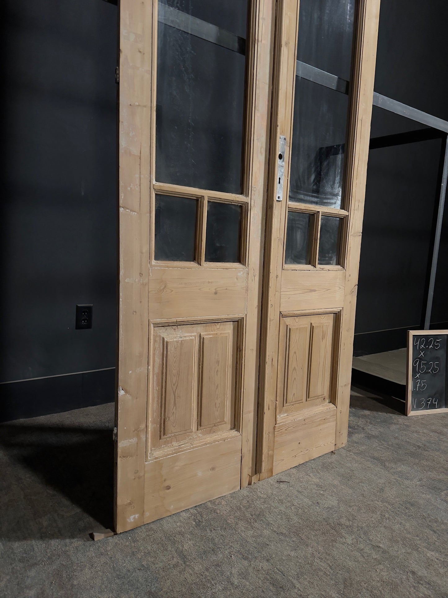 Antique Glass 3 Lite French Doors - 42.25x95.25 - N374