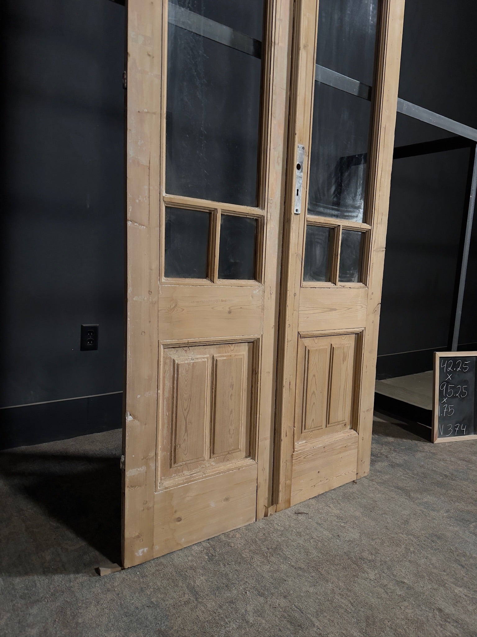 Antique Glass 3 Lite French Doors - 42.25x95.25 - N374